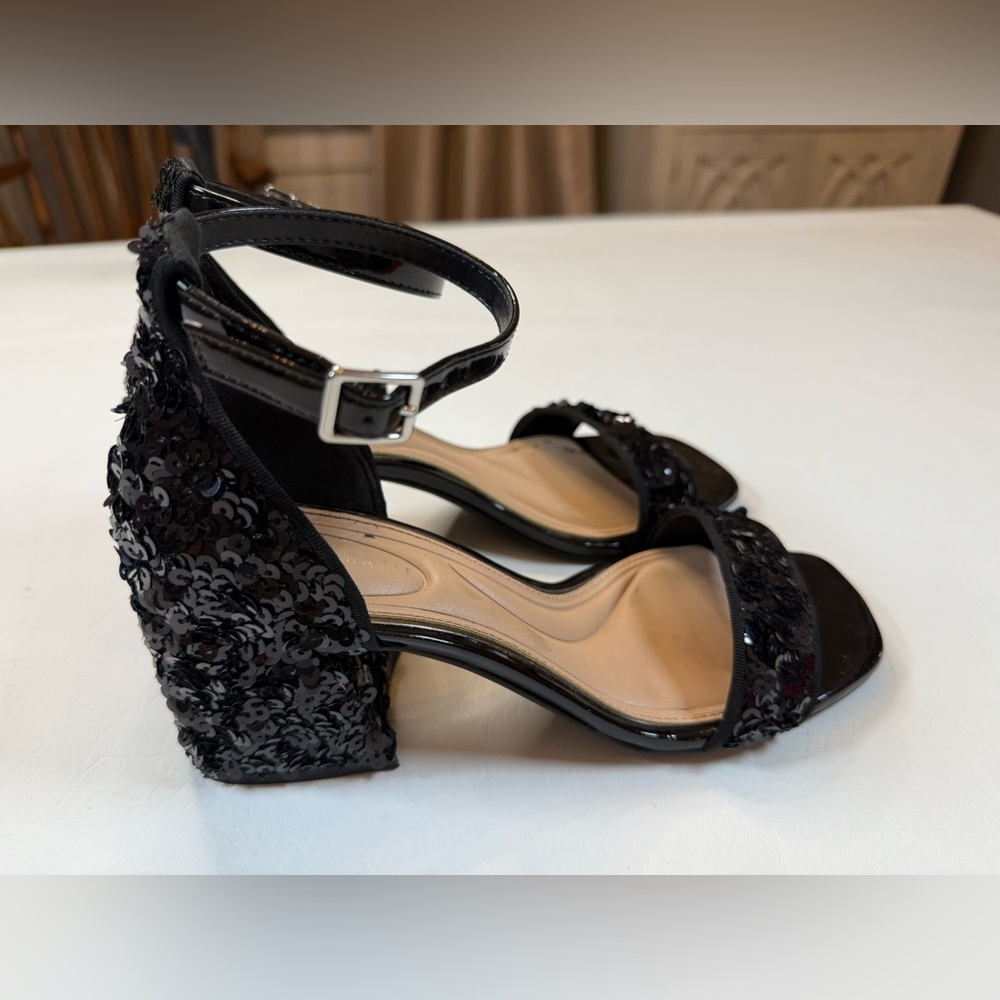 Kelly and Katie black sequin block heels size 7 prom party - Picture 7 of 9